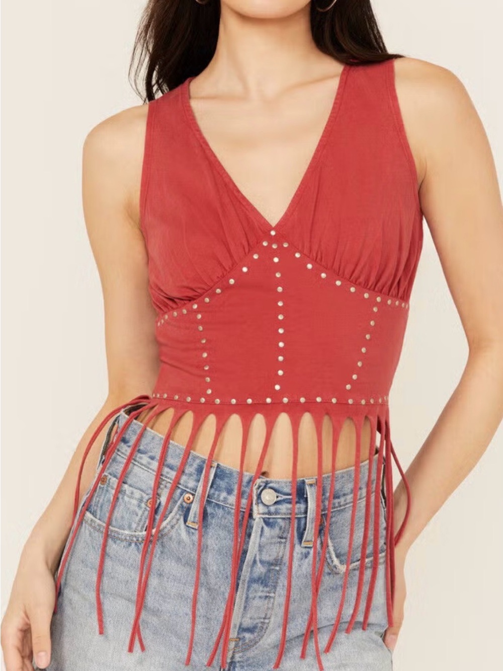 Rock & Roll Denim Women's Studded Fringe Tank